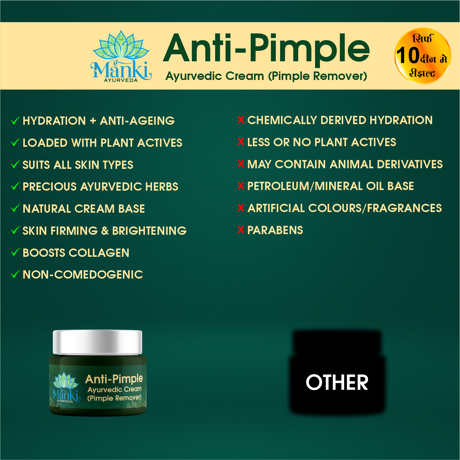 Manki Anti-Pimple Ayurvedic Cream (Pimple Remover)