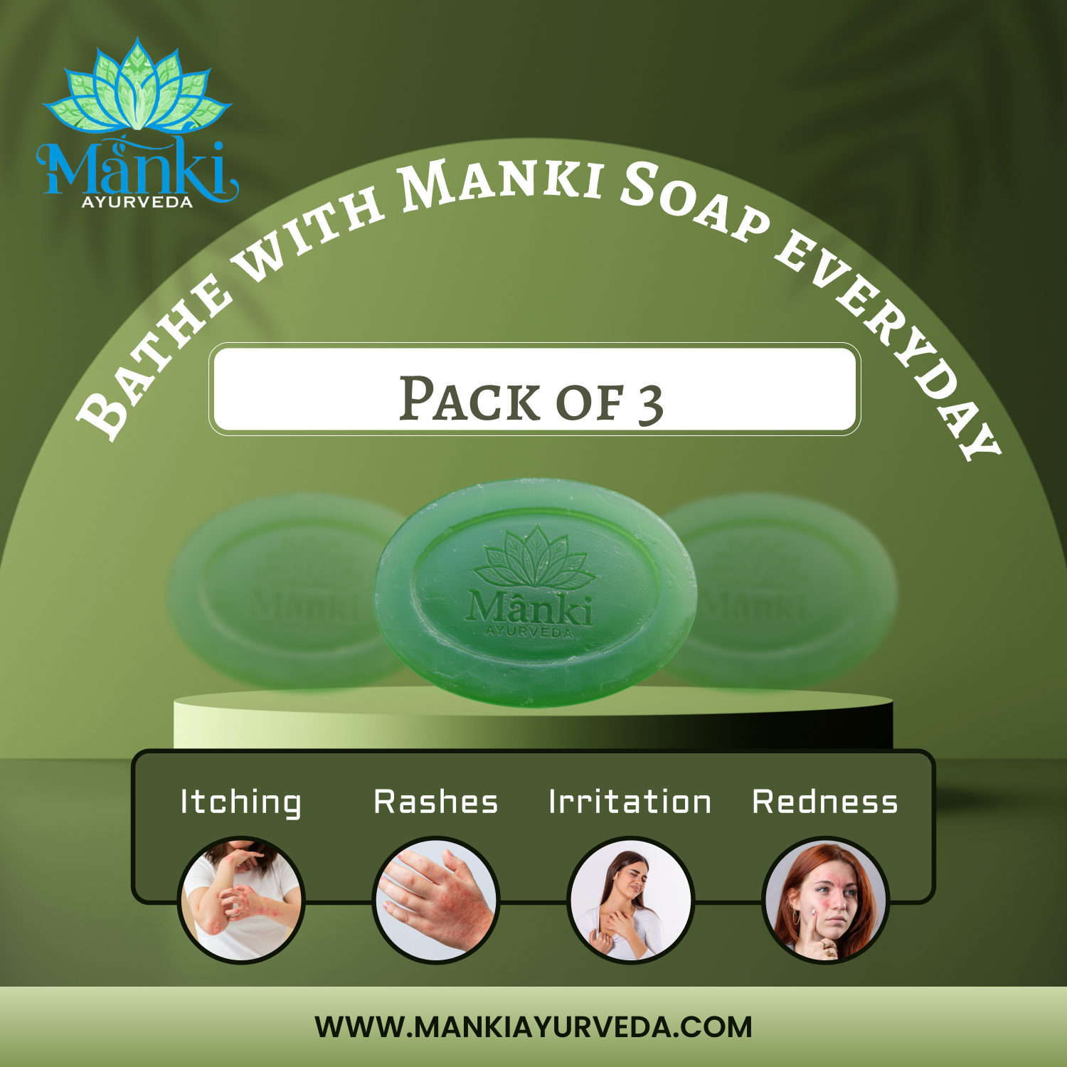 Manki Antifungal Ayurvedic Soap (Pack Of 3)